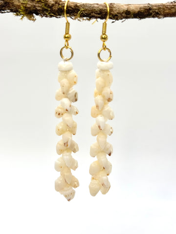 2.5” LONG NIIHAU MOMI SHELL EARRINGS