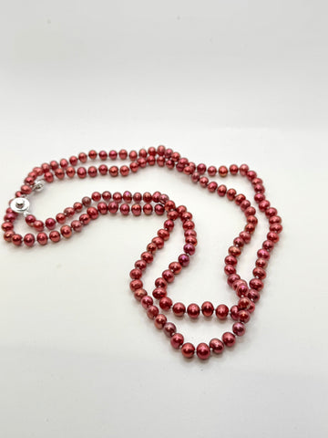 ¡SALE BUNDLE! 3 STRAND (18 INCH) RED MICRO PEARL (4mm) PEARL NECKLACE BUNDLE • $89
