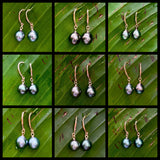 TAHITIAN PEARL ROSE GOLD DANGLE EARRINGS (9mm)