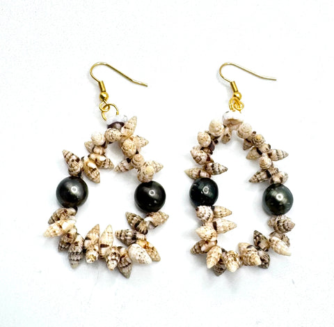 NIIHAU PA’ALIMA SHELLS + TAHITIAN PEARL EARRINGS