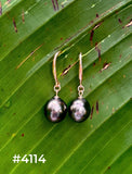TAHITIAN PEARL ROSE GOLD DANGLE EARRINGS (9mm)