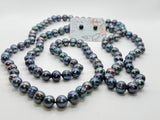 44” BLUE SILVER PEARL NECKLACE SET