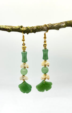 GREEN GLASS + NIIHAU DANGLE EARRINGS