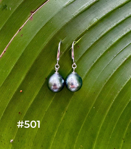 TAHITIAN PEARL STERLING SILVER DANGLES (9mm)