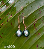TAHITIAN PEARL ROSE GOLD DANGLE EARRINGS (9mm)
