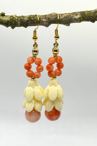 PINK CORAL PIKAKE DANGLES