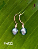 TAHITIAN PEARL ROSE GOLD DANGLE EARRINGS (9mm)