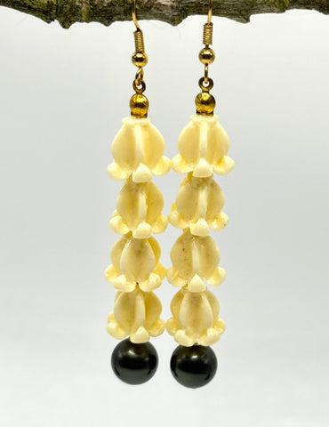 BLACK PEARL + CROWNFLOWER DANGLES