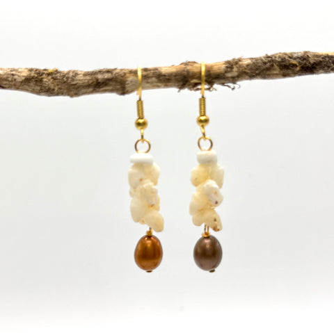 SALE $79 NIIHAU SHELL + CHOCOLATE DROP PEARL EARRING
