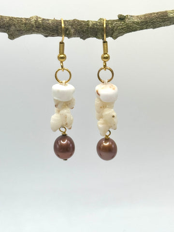 NIIHAU + CHOCOLATE PEARL DANGLE EARRINGS