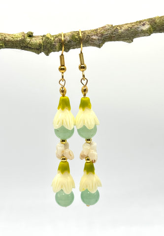 GREEN GLASS + PIKAKE DANGLES