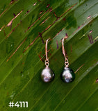 TAHITIAN PEARL ROSE GOLD DANGLE EARRINGS (9mm)