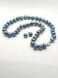 22”  LARGE BLUE SILVER PEARL NECKLACE (9-11mm)
