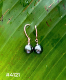 TAHITIAN PEARL ROSE GOLD DANGLE EARRINGS (9mm)