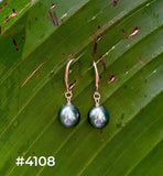 TAHITIAN PEARL ROSE GOLD DANGLE EARRINGS (9mm)