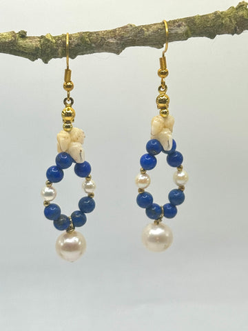 BLUE LAPIZ DANGLE EARRINGS
