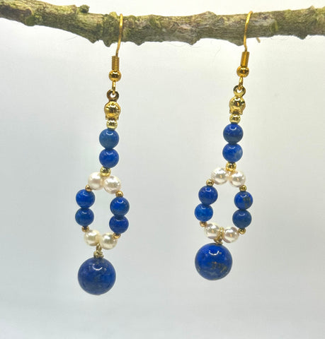 BLUE LAPIZ DANGLE EARRINGS