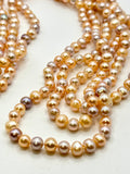 32 INCH APRICOT PASTEL PEARL NECKLACE (6-8mm)