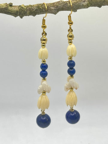 BLUE LAPIZ DANGLE EARRINGS