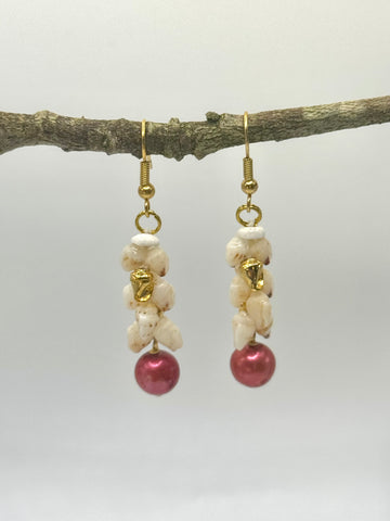 NIIHAU + RED PEARL DANGLE EARRINGS