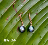 TAHITIAN PEARL ROSE GOLD DANGLE EARRINGS (9mm)