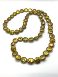 GREEN GOLD FRESHWATER PEARL RONDELLE NECKLACE