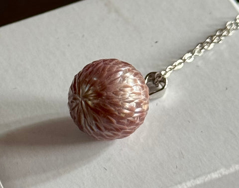 YEAR END SALE • CARVED PURPLE PEARL PENDANT (23” Sterling Silver Chain)
