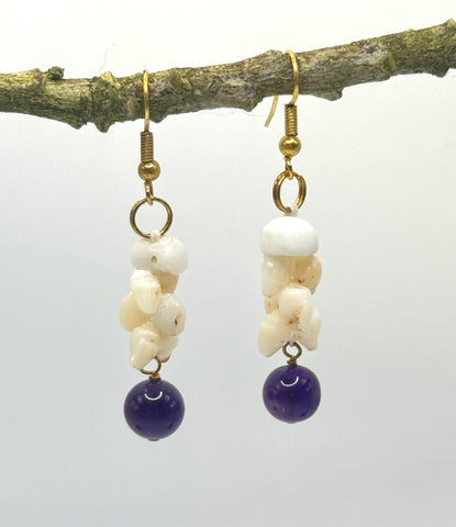 NIIHAU + AMETHYST DANGLE EARRINGS