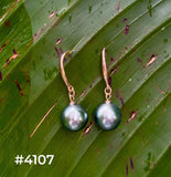 TAHITIAN PEARL ROSE GOLD DANGLE EARRINGS (9mm)