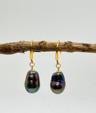 9-11mm Rainbow Blue Baroque Pearl Dangles