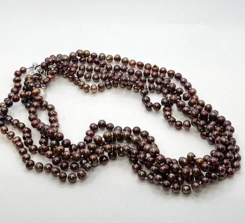 ¡SALE BUNDLE! 3 STRAND BROWN MICRO-PEARL NECKLACE SET • $129