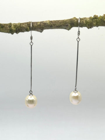 STERLING SILVER WHITE PEARL DANGLES