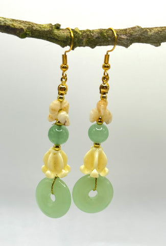 GREEN GLASS + NIIHAU DANGLE EARRINGS