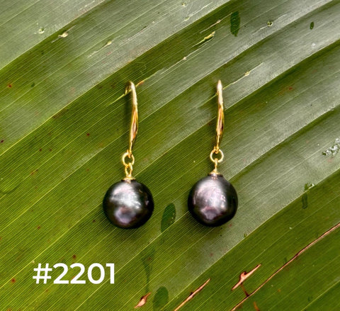 TAHITIAN PEARL GOLD DANGLES (9-10mm)