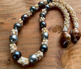 NIIHAU MOMI + TAHITIAN PEARL LEI (23 INCH)