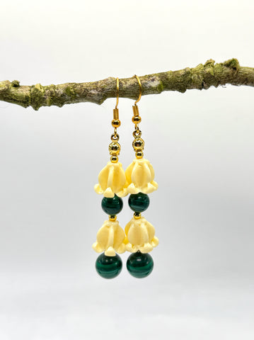 MALACHITE + CROWNFLOWER DANGLES