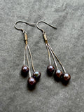 TRIPLE BLACK PEARL DANGLES
