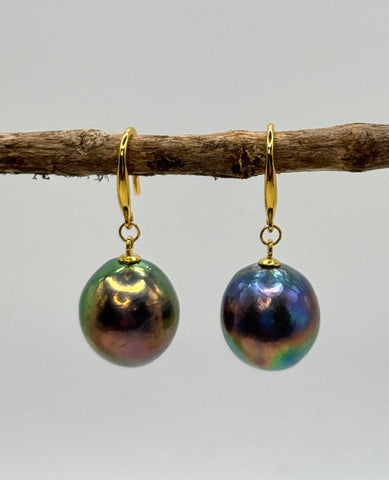 LARGE BLUE PEARL RAINBOW DANGLES