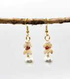 SALE $79 NIIHAU SHELL WHITE PEARL HELECONIA EARRING