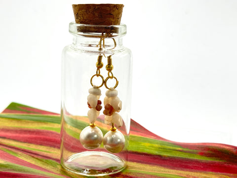 SALE! NIIHAU SHELL EARRINGS WHITE PEARL IN THE BOTTLE