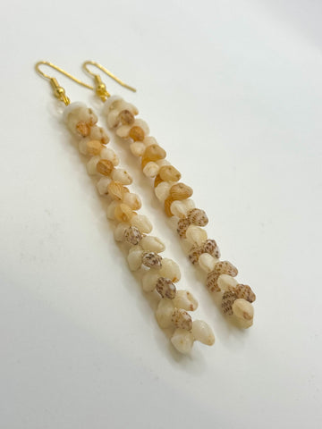 LONG HELECONIA STYLE RARE COLORS NIIHAU SHELL EARRING (3.25”)