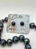 22” LARGE BLUE SILVER PEARL NECKLACE (9-11mm)