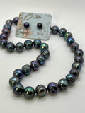 22” LARGE BLUE SILVER PEARL NECKLACE (9-11mm)