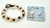 CLOSEOUT 8” PINK PEARL + LEATHER BRACELET