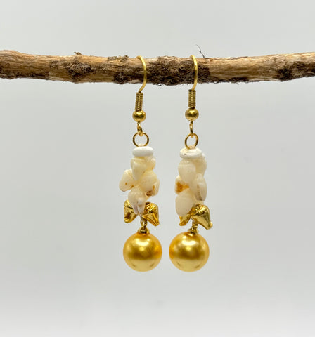 SALE $79 NIIHAU SHELL + GOLD PEARL PĪKAKE EARRING