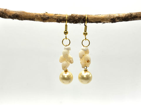 SALE $79 NIIHAU SHELL + CHAMPAGNE PEARL EARRING