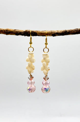 SALE $79 NIIHAU SHELL PINK CRYSTAL EARRING