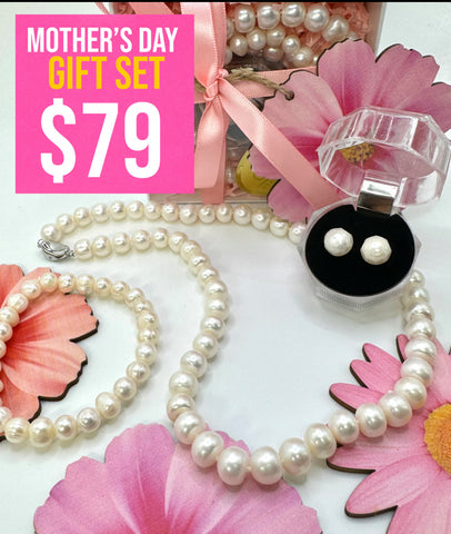 $79 MOTHER’S DAY WHITE PEARL NECKLACE SET