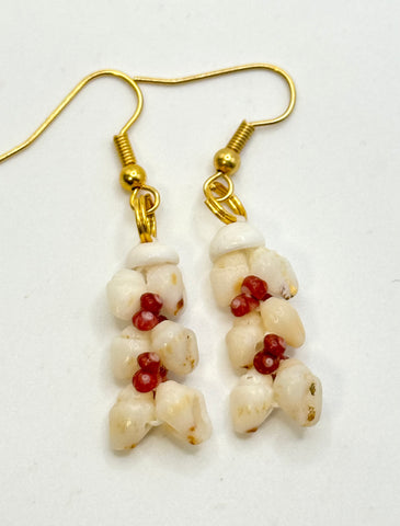 NIIHAU SHELL RED HELECONIA EARRING