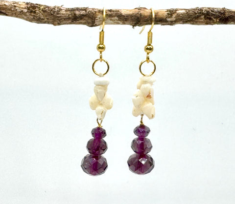 SALE $79 NIIHAU SHELL PURPLE CRYSTAL EARRING